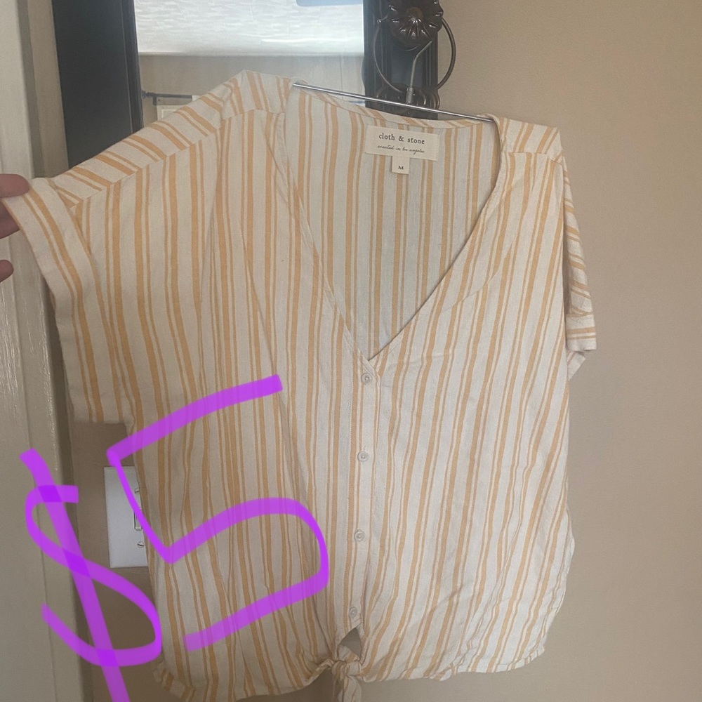 Women size medium striped yellow cloth and stone shirt